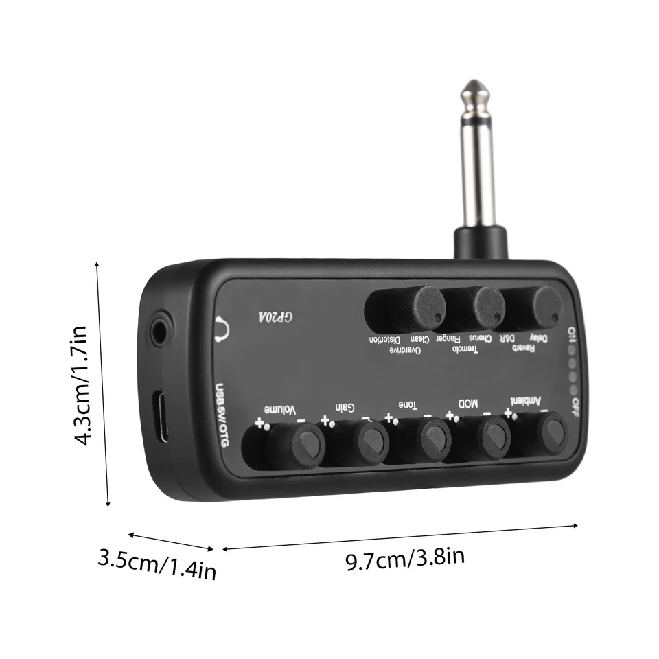 Portable Electric Guitar Headphone Amplifier Amp 3 Built-In Speaker Simulations - Image 2 of 4