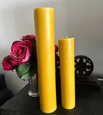 Handmade 100% Pure Beeswax Pillar Candles 100% Cotton Wick BIG SIZES