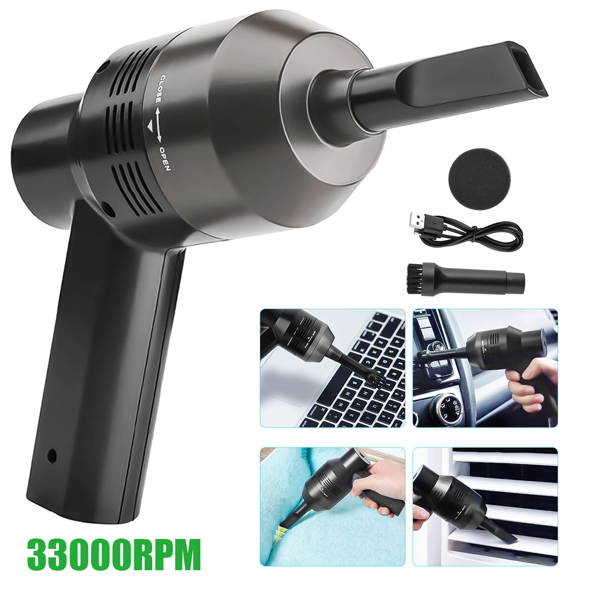 33000RPM Cordless Electric Air Duster Keyboard Car Cleaning Mini Vacuum Cleaner