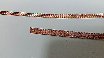 15 Ft' Flat Braided BARE PURE Copper Wire 1/4'' Wide Ground Strap USA