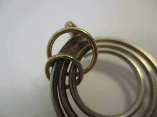 Carla 14K Yellow Gold Sterling Earrings Triple Hoop 1" Spiral - Picture 5 of 6