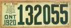 Item photo. Show Listing Details page. Listing 1920 Ontario License Plate Number Tag