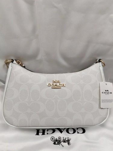 NWT Coach Teri Fashion Shoulder Bag In Leather Coated Canvas Glacier White CA548 - Picture 2 of 6