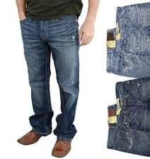 Big Star Men's Pioneer Blue Jeans Regular Bootcut 100% Cotton Distressed Fashion