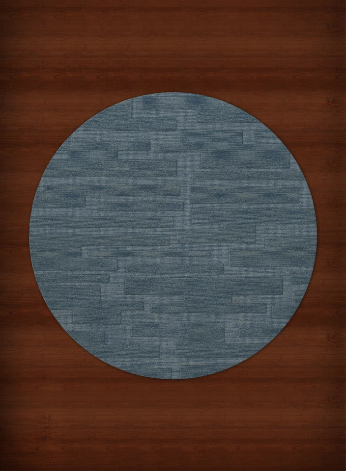 Blue Transitional Hand Hooked Squares Rectangles Boxes Area Rug Patchwork DV6 - Image 2 of 2
