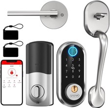 SMONET Front Door Lock Set with Handle Fingerprint Keyless Entry Smart Deadbolt