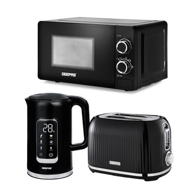 GEEPAS 1,7 L Digitaler Wasserkocher 2 Scheiben Brot Toaster & Mikrowelle Kombi-Set