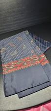 VINTAGE DARK NAVY BLUE EYES PAISLEY EXTRA LONG SCARF