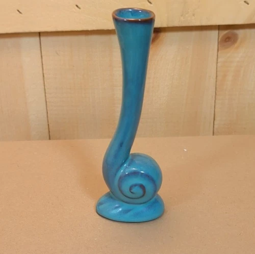 Frankoma Blue Swirl Ceramic Vase 31 Mid-Century Modern Art Pottery Glossy