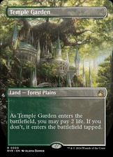 1x Temple Garden - Foil - Borderless Moderate Play MTG Magic - Kid Icarus -