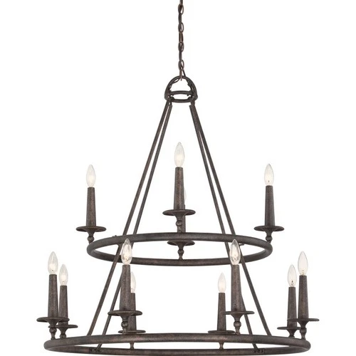 Quoizel VYR5012ML Voyager 12-Light Foyer Chandelier in Dark Bronze - Picture 1 of 5