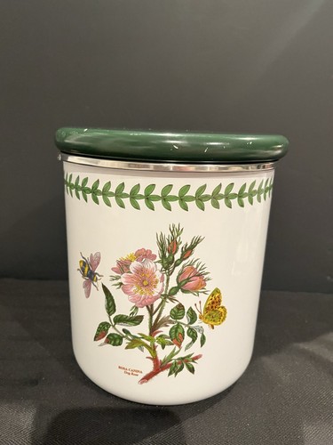 PORTMEIRION Botanic Garden Green Wood Top Metal Canister 6 3/4" ~ Read - Picture 7 of 9