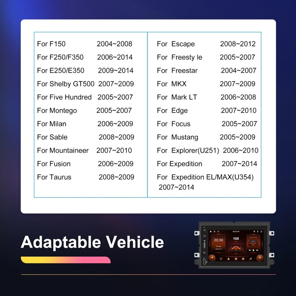 7'' For Ford F250/F-350 Super Duty 2006-2014 CarPlay Android Stereo Radio +Cam - Изображение 3 из 4