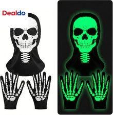 Halloween Skull Mask Scary Ghost Skeleton Mask Gloves Full Face
