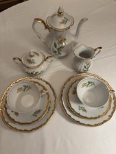Unger & Schilde Porzellan Kaffeegedeck Sammeltasse Vintage 9 Teilig Golddekor
