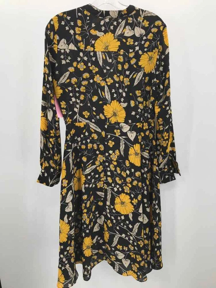Pre-Owned Nanette Lepore Black Size 6 Floral Knee Length Long Sleeve Dress - Image 2 of 3