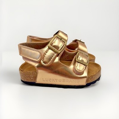 Lucky Brand Girl's Blanc Casual Double Buckle Sandal Rose Gold Toddler Size 6