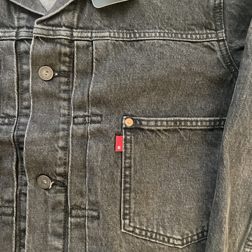LEVI’S Hombre Grande Camionero Premium Chaqueta Gris Oscuro Denim Estilo Vintage - Imagen 4 de 19
