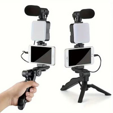 3 in 1 Smartphone Vlogging Kit Tripod Stand Mic for Live Streaming Recording Pro