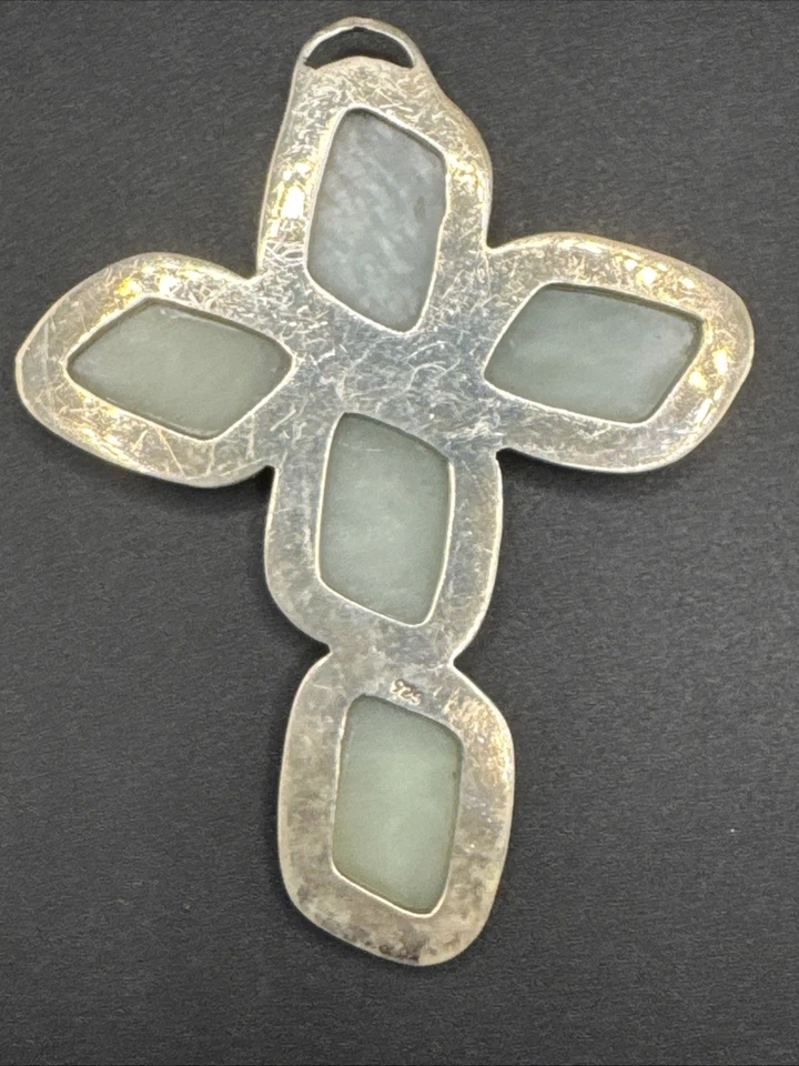 "Colgante llamativo cruz aventurina de plata de ley de 3,5"" 37 g 925 R29" Foto 3 de 4