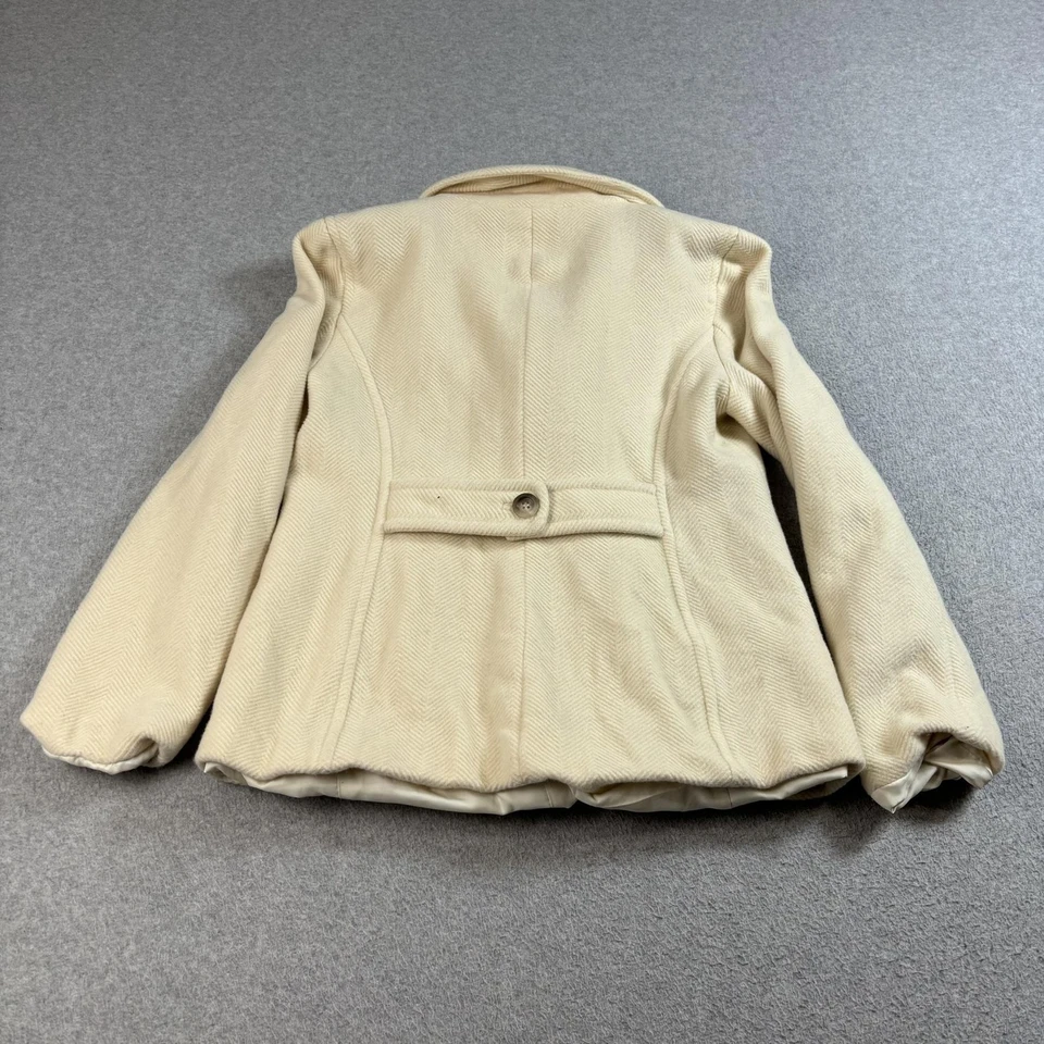 Abrigo Ann Taylor Mujer Mediano Marfil Mezcla Lana Espiga Chaquetón Chaqueta Academi Foto 2 de 4