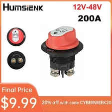 12V 200A Battery Isolator Disconnect CutOff Power Kill Switch for Car Boat RV