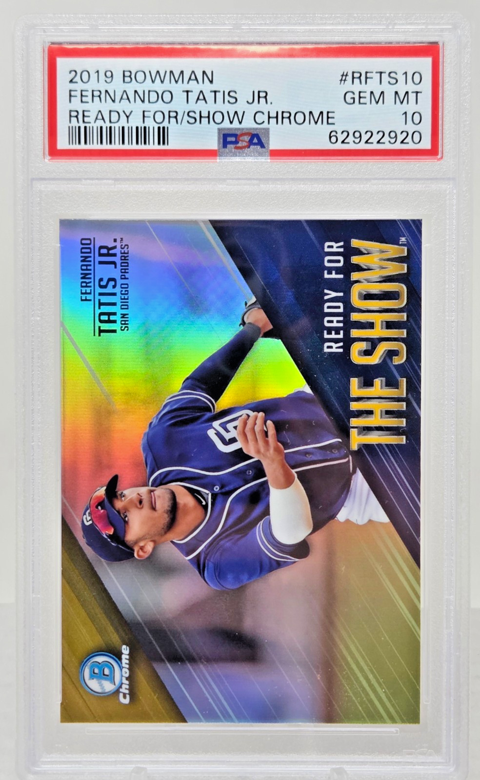 2019 Bowman Chrome REFRACTIVE FERNANDO TATIS JR RC Rookie Card PSA 10 GEM MINT view 1