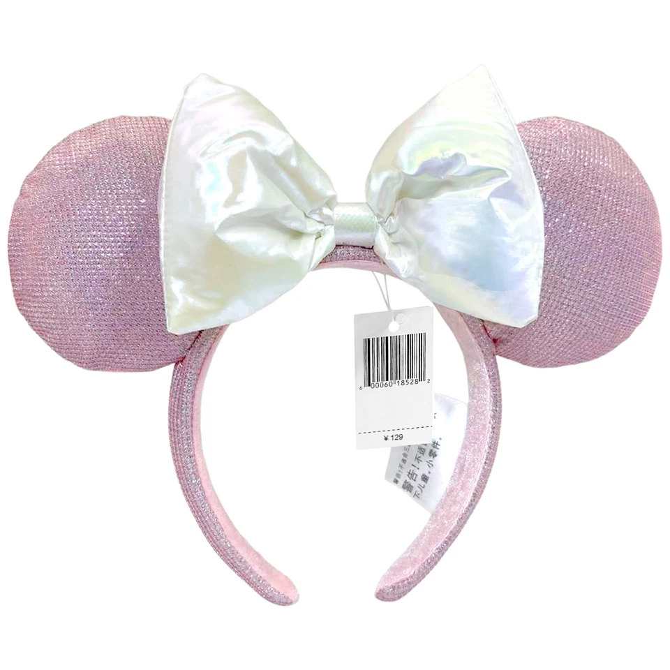 Pink White Ribbon Disney` Parks Tokyo Japan Headband Minnie Mouse Ear NEW - Image 2 of 4