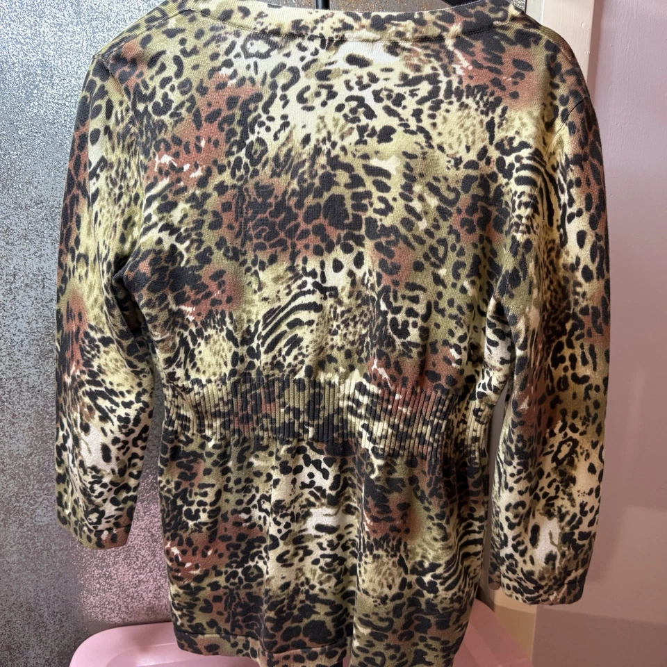 女式连衣裙谷仓豹纹动物印花衬衫 Georgette 尺寸 L — 第 4/4 张图片