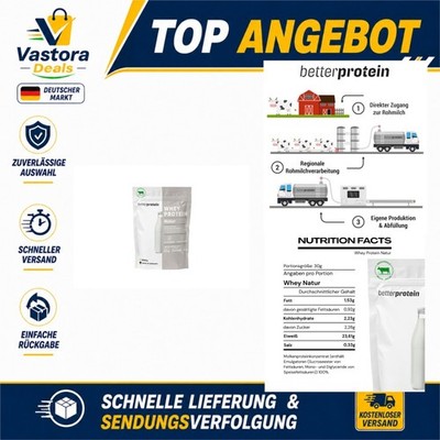Whey Protein Neutral 1 kg - Muskelaufbau - Made in Germany - betterprotein
