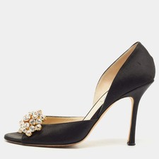 Jimmy Choo Black Satin tremble Peep Toe Pumps Size 40