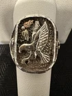 VINTAGE SOUTHWESTERN STERLING SILVER & 12K BLACK HILLS GOLD EAGLE RING SIZE 9.75