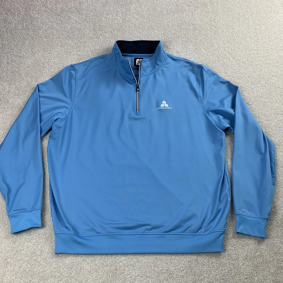 Chaqueta Footjoy Para Hombre Cuarto Cremallera Azul Golf Performance Grande Pullover Logo Foto 2 de 4