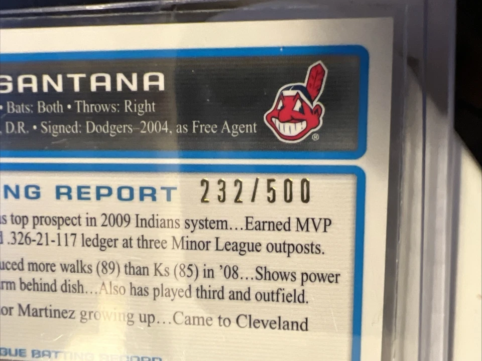 Carlos Santana Auto Rookie Refractor 2009 Topps Bowman Chrome 232/500 Guardians Foto 4 de 4