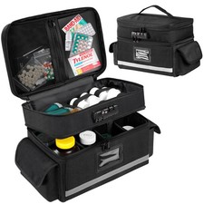 Medicine Storage Bag with Combination Lock, Double Layers Bottle Organizer Ba...