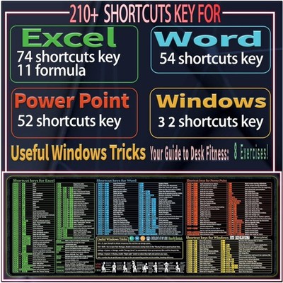 Excel Word Power Point Mouse pad XL - Non-Slip & Waterproof