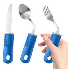 Adaptive Utensils 3-Piece - Bendable Adaptive Utensils Weighted Stainless S...