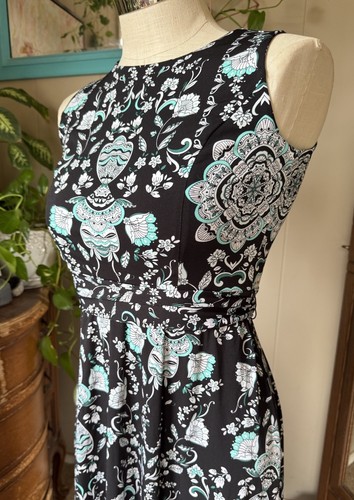 Charter Club Black and Blue Floral Midi Dress, size PP - Picture 2 of 7