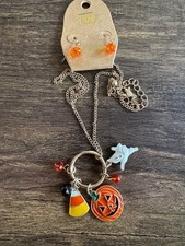 Halloween Necklace Orange Pumpkin with Matching Orange earrings