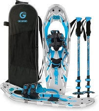 G2 30" LIGHTWEIGHT SNOWSHOES FOR MEN AND WOMEN, WITH TREKKING POLES, BLUE