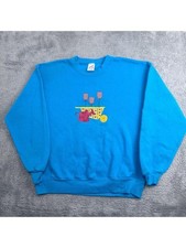 Jerzees Sweatshirt Womens Large Blue Vintage 90s Garden Applique Made in USA