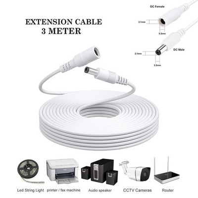 3 Meter DC Verlängerungskabel 5,5 mm x 2,1 mm für CCTV Kamera DVR Netzteil