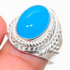 Blue Chalcedony Gemstone Handmade 925 Sterling Silver All Size Ring For Gift