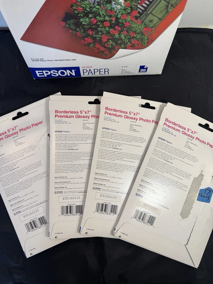 Epson Premium S041464 5x7 Glossy Borderless Photo Paper - 20 Sheets S041465 8x10 - Image 4 of 4