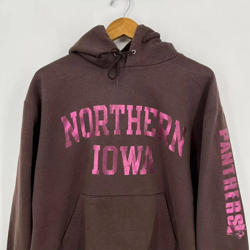Champion Hoodie Adult Size L Brown Pink Northern Iowa Panthers NCAA Pullover - Image 2 of 4
