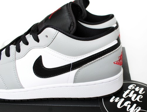 Nike Air Jordan 1 Low Light Smoke Grey Red White Black GS UK 3 4 5 6 7 US Neu - Bild 4 von 12