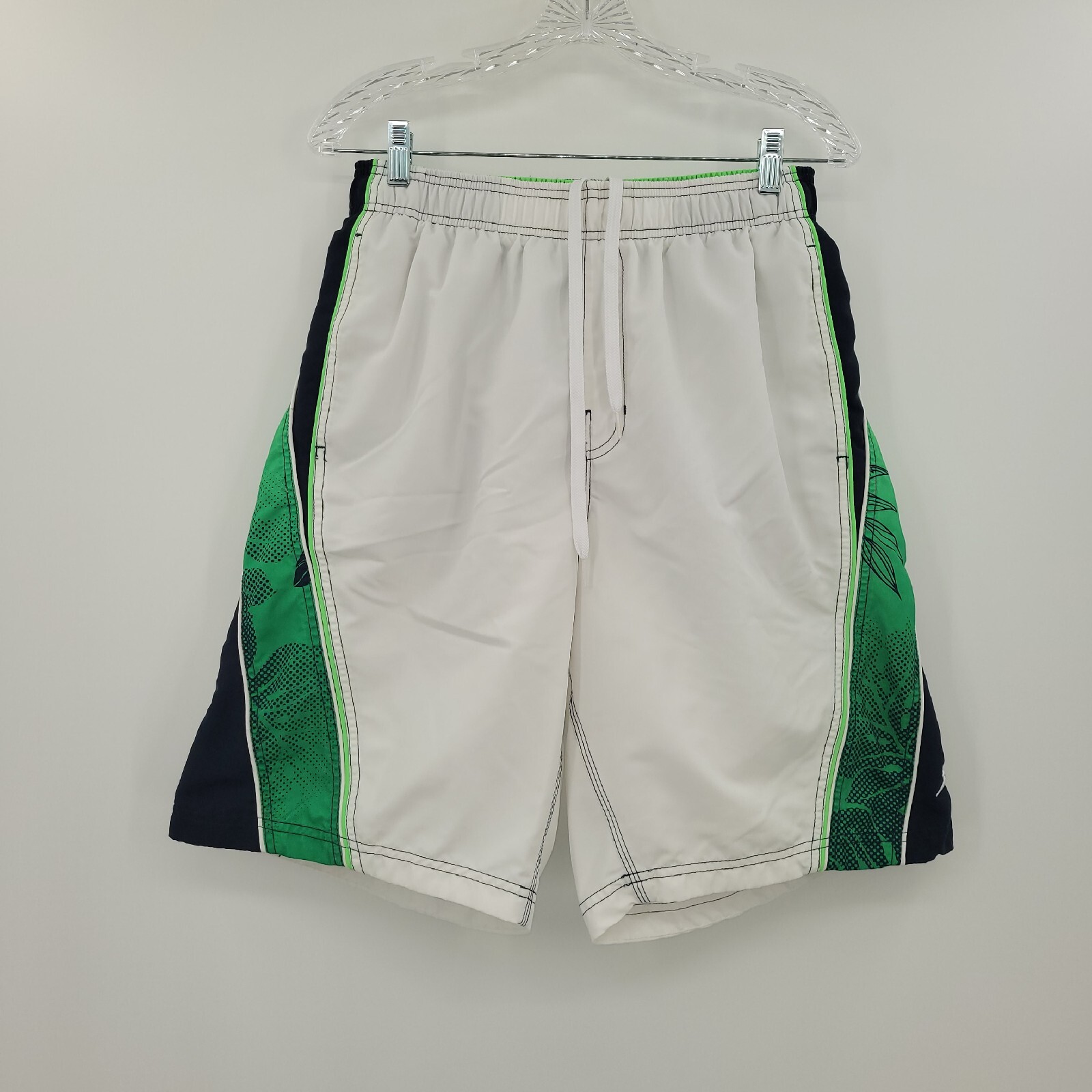 Speedo Men's Drawstring Polyester Swim Shorts Whi… - image 1