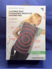 SHARPER IMAGE - CALMING HEAT MASSAGING WEIGHTED HEATING PAD - 27 COMBO GRAY NEW