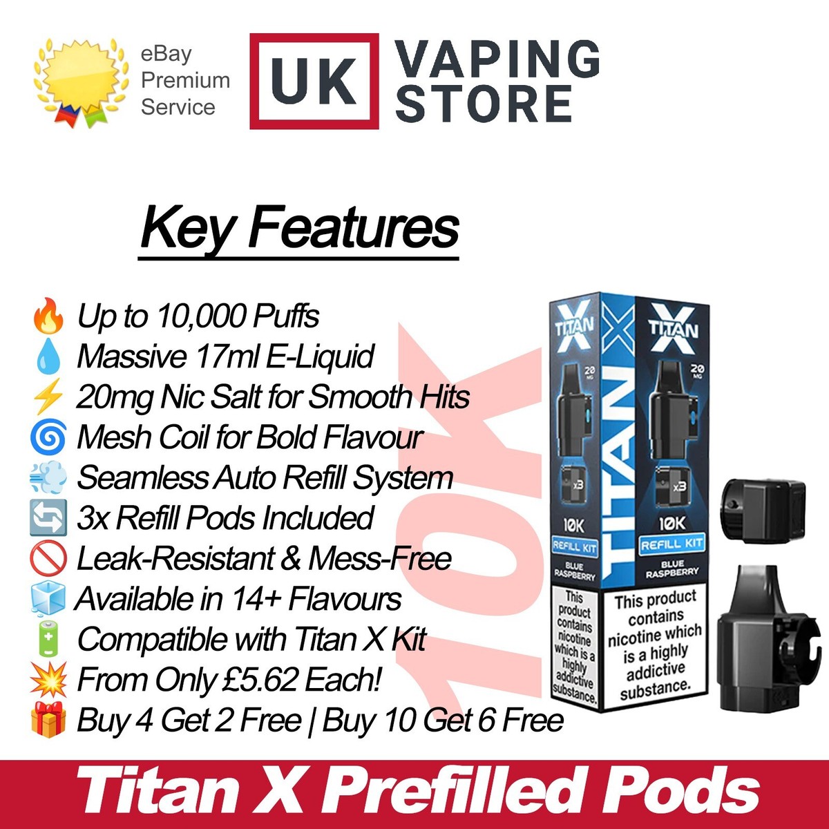 titan 10k vape pods refill amazon Titan X Prefilled Pods | 10K Puffs | 20mg Puffs | Titan X Refill Vape Pods