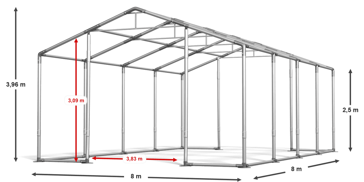 5x8x2,5m Zeltlagerhalle – Workshop-Zelt, Weidezelt, PVC-Grau Mit Fenster Und Dachlüftung